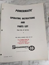 POWERMATIC OPERATOR INSTRUCTION MANUAL PART LIST MODEL 1200 20” DRILL PRESS 1001 picture