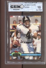 1991 Brett Favre Stadium Club #94 Gem Mint 10 RC Rookie Packers Jets Vikings picture