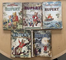 Vintage Rupert Bear Daily Express Annuals Lot 5 Books Alfred Bestall 1940s 50s picture