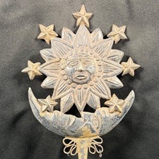 Antique 19th Century Andean Shawl Pin Silver Tone Celestial Sun Moon Stars picture