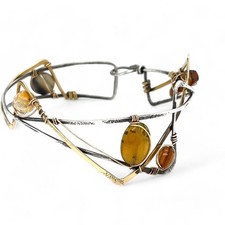 Dancing Fire Cuff Bracelet-Opal, Citrine, Agate,Hessonite picture