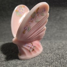 Fenton Pink Rosalene Hand Painted Butterfly #562 Signed By Jane Reynolds Vintage picture