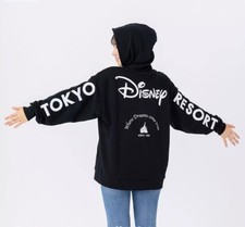 Tokyo Disney Resort Big Logo Black Hoodie Sweatshirt Park Exclusive picture