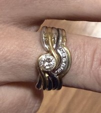 Two Tone Platinum/18kt Yellow Gold Diamond Engagement Wedding Ring Set 1.06ctw picture