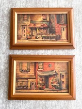 Mid-Century European Old Town and Street Scene Art Set of 2 Philippe Alfieri picture