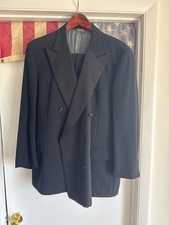 Vintage Paul Stuart 2 Piece Tuxedo Double Breasted Peak Lapel 46R 40x29 picture