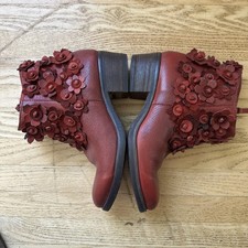 Anthropologie Sheridan Mia Spago Flower Boots 40, 9-9.5 Boho Red Artsy Festival picture
