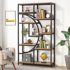 Industrial 5 Tier Etagere Bookcase, Freestanding Tall Bookshelves Display Shelf picture