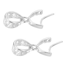 2Pcs 925 Sterling Silver Pinch Bail 12mm Pendant Bail Clasp Connector Silver picture