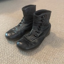 Authentic Antique Victorian Edwardian Children's High Button Boots Black Leather picture