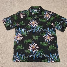KENZO Paris Mens M Black Floral Hawaiian Camp Shirt Short Sleeve FA55CH5291LI picture