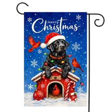 Giwawa Black Lab Christmas Garden Flag 12x18 Winter Labrador Dog Yard Decor picture
