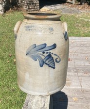 Cowden & Wilcox Antique 2  Saltglazed  Stoneware Crock Harrisburg, PA see cracks picture