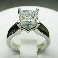 4 Ct Princess Cut Moissanite Solitaire Engagement Ring Real 925 Sterling Silver picture
