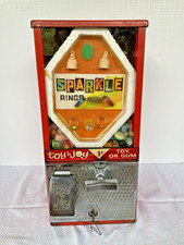 ANTIQUE TOY ‘n JOY 1 CENT VENDING GUMBALL MACHINE + GUMBALLS TOYS INSERT & KEY picture