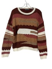 Anthropologie Elsamanda Striped Crewneck Sweater Boho Western Wool Alpaca picture