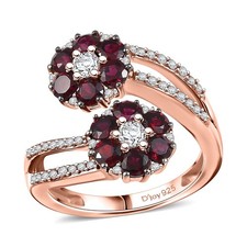 STUNNING 2.40ctw Anthill Garnet & Zircon Ring Vermeil Rose Gold Plated Size 6 picture