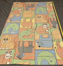 Vtg 60s 70s ZooJungle Animals Fabric Material MCM Retro Neon Colors 31.5