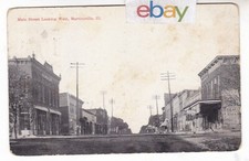 1912 MARTINSVILLE ILLINOIS MAIN STREET DOWNTOWN VINTAGE POSTCARD IL WYANET OLD  picture