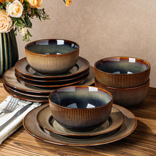Stoneware Dinnerware Sets for 4, 12 Pieces Ceramic Plates and Bowls picture