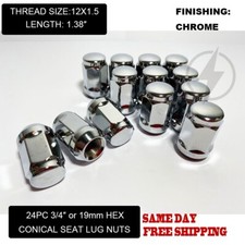 24PC FITS TOYOTA 4RUNNER TUNDRA FJ TACOMA CHROME BULGE ACORN LUG NUTS 12X1.5 picture