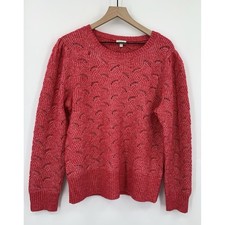 Talbots Sweater XL Red Speckled Open Knit Wool Blend Cozy Holiday Fall NEW picture