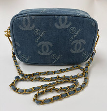 CHANEL Blue Denim Makeup Bag with Chain Crossbody Bag Limited VIP Gift picture