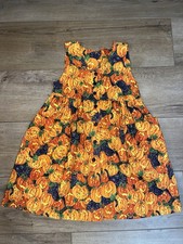 Vintage/Handmade Girls Pumpkin Halloween Pinafore Dress – Apx. Size 5/6 (#0005) picture