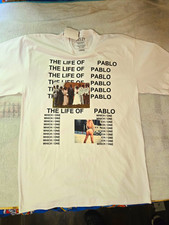 YEEZY The Life of Pablo Men's L White Graphic Logo Crew Neck T-Shirt picture