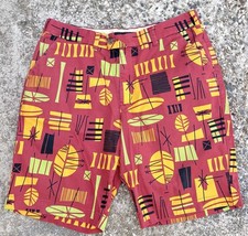 Loudmouth Golf Men's Chino Shorts Size 34 Red Retro Atomic Abstract Bohemian picture