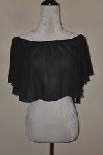 NWT SHEIN SXY Black Off-Shoulder Flounce Crop Top Size Large picture