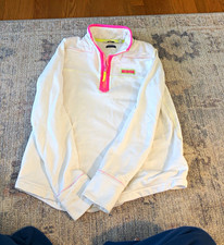Vineyard Vines Shep Shirt 1/4 Zip Collared Pullover Sweatshirt White/Pink M picture