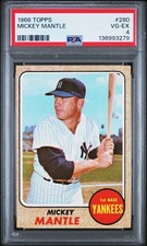 1968 Topps Mickey Mantle 280 Yankees PSA 4 Vintage Basebal Yankees HOF New Label picture