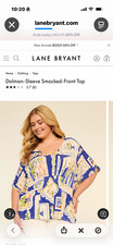Lane Bryant Plus 18/20 Blue/White Floral V-Neck Smocked Front Dolman Top picture