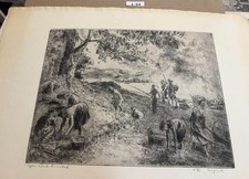 ANTIQUE ENGRAVING / LITHO COLLECTABLE - Harvesting Crops - Weib Erntebild L-24 picture