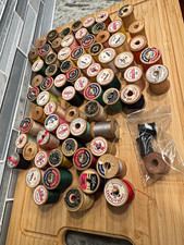 Vintage Coats & Clark's Mercerized Sewing Thread Lot of 73 Wooden Spools picture