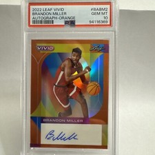 Brandon Miller BA-BM2 Leaf 2022-23 Vivid Autographs orange 7/10 PSA 10 🔥🔥 picture