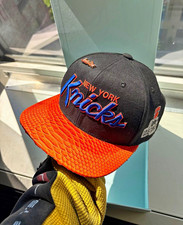 Just Don x Mitchell & Ness New York Knicks Snapback Hat Black/Orange Brim picture