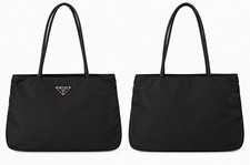 PRADA Tessuto City Black Nylon Tote, Leather Double Handles, Silver Logo picture