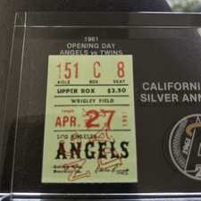 TY COBB THROW 1ST PITCH/LAST PUBLIC APPEARANCE TICKET 4/27/61 SEALED ACRYLIC1986 picture
