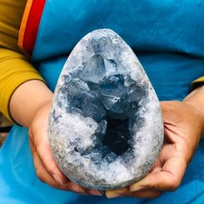 4.18LB Natural Blue Celestite Geode Quartz Crystal Mineral Specimen Healing picture