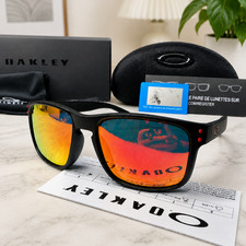 Oakley Holbrook Sunglasses Matte Black Frame Fire Red Polarized Lens UV400 New picture