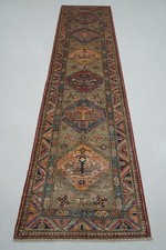 3x11 ft Gray Kazak Afghan Hand knotted Wool Runner Rug picture