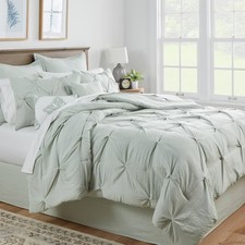 8pc Full Pinch Pleat Comforter Set Light Sage - Threshold: picture