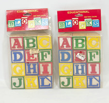 Vintage Wooden Alphabet Blocks 2 Sealed Packs NOS Educational Learning Toy 24 Pc picture