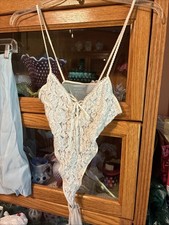 Vintage Fredrick’s Hollywood Strappy Teddy G String White Lace Solid One-Piece picture