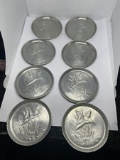 Vintage Aluminum Coasters Ducks Set of 8 - Mid Century Metal Retro Barware picture