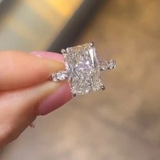 RARE 5.28 Ct Radiant Cut Certified White Diamond Engagement Ring 925 Silver picture