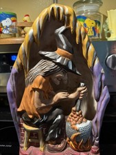VTG 1976 Yozie Mold Ceramic Halloween Witch Cauldron 13 inches tall picture