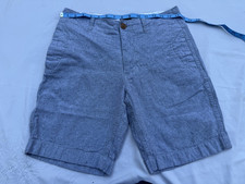 J.CREW Men's Linen-Cotton Chambray Beach Shorts grey Flat Front Pockets picture